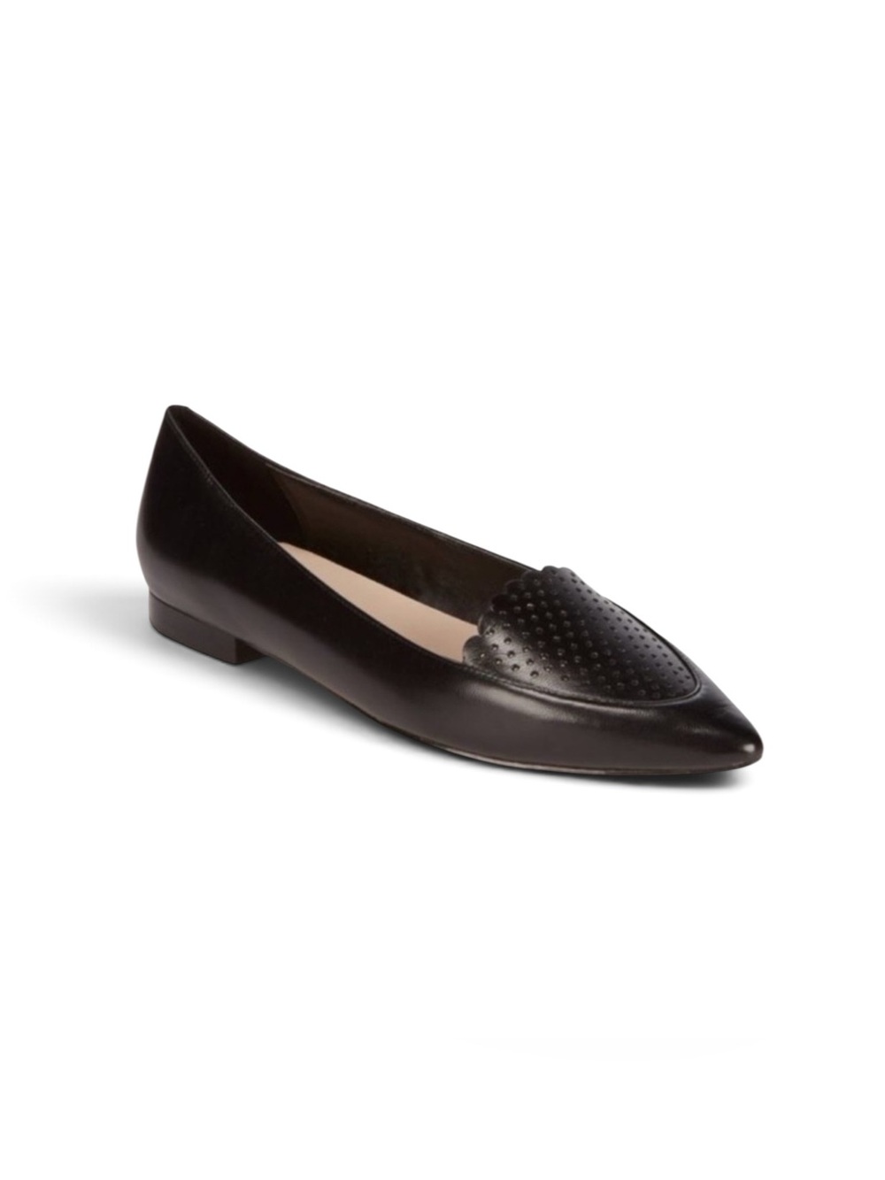 Cole Haan Allison Black Leather Perforated Skimmer Flats - Size 8B